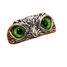 Vintage Alloy Adjustable Owl Ring  - New - Green Eyes - £10.35 GBP