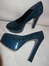 Made in Italia Platform Pumps green Suede &amp; Patent  Size 36 us 5.5 new - £95.79 GBP