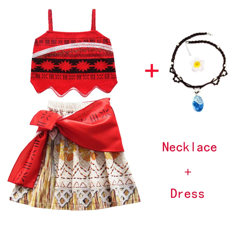 New Baby girls   Cosplay Costume Children Vaiana dress with Necklace for Christm - $43.62