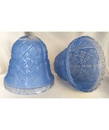 Lot (2) Cornflower Blue/Clear Bell-Shaped Heavy Pressed Glass Light Shades - $58.70