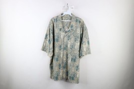 Vtg 90s Streetwear Mens XL Palm Tree All Over Print Looped Collar Button... - £31.50 GBP
