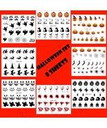 Nail Art Water Transfer HALLOWEEN Stickers Set skeleton pumpkins blood 8pcs - $17.76 CAD