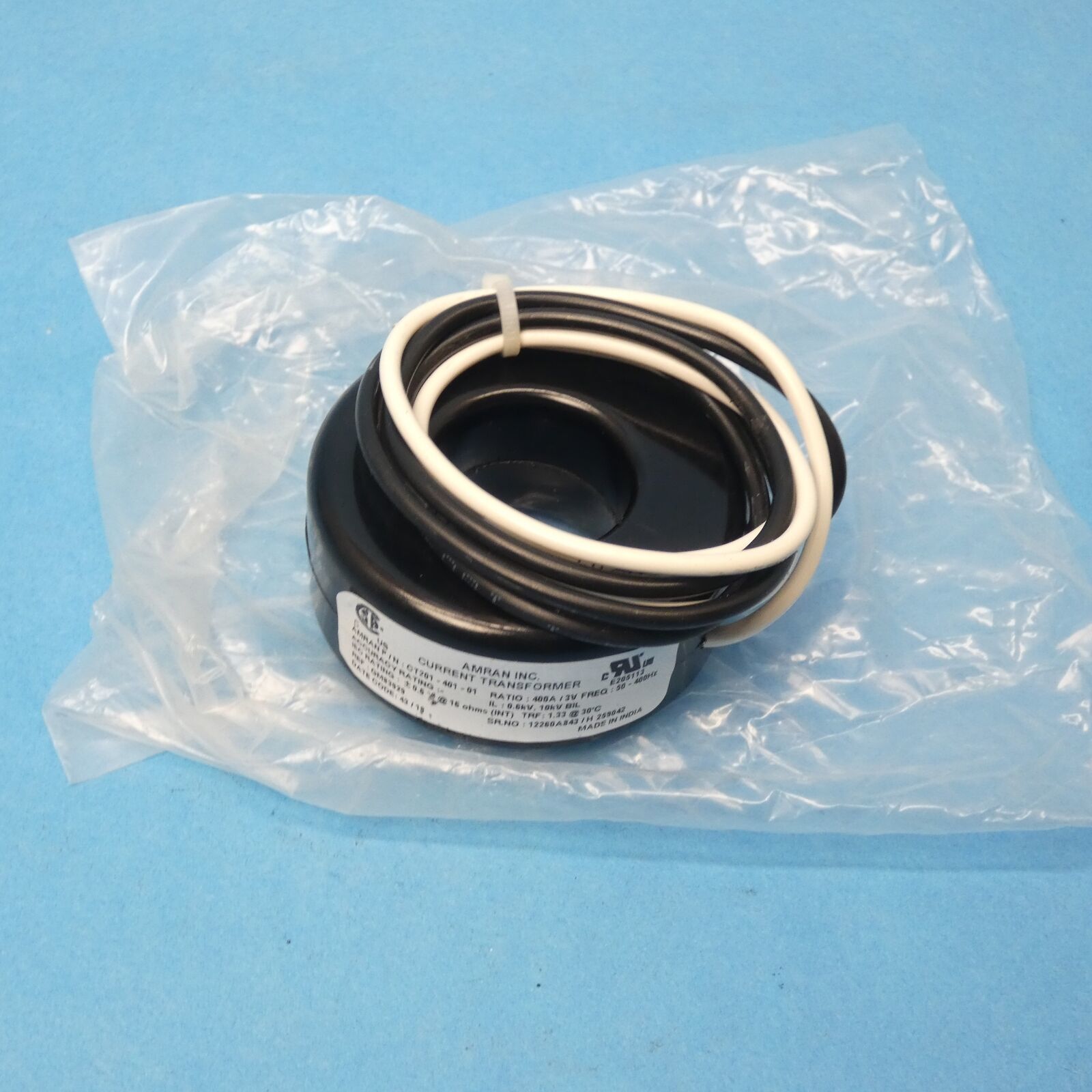 Primary image for Amran CT201-401-01 Current Transformer 1.13" Window 400A/3V Ratio 2.5" ID