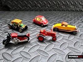 5x Vintage Toy Cars 1960&#39;s Corgi Toys 233 Heinkel Red Motorcycle Tractor Classic - $49.49