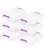 Iris Usa 6 Quart Clear Plastic Modular Storage Bins, Large, Clear/Violet, 6 - $80.90 CAD