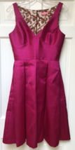 New Isaac Mizrahi S Magenta Pink Fit &amp; Flare Pleated Skirt Satin Lined D... - $49.49
