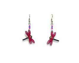 Dragonfly Animal Graphic Dangle Earrings - Womens Fashion Handmade Jewelry Natur - £11.92 GBP
