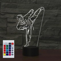 Night Light For Kids 3D Karate Taekwondo Led Lamp With Remote Control 16 Color C - £23.93 GBP