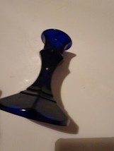 Carrin Mid Century Modern Deep Cobalt Blue Glass Candlestick Holders 4&quot; - $19.10