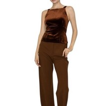 Iris Velvet Ribbon Tie Top Size S Chocolate Brown Sleeveless Stretch Aut... - $29.69