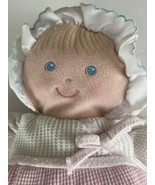 EDEN Baby Girl Rattle Doll Pink Thermal Doll Lovey Plush Blonde Yarn Hair - £22.94 GBP