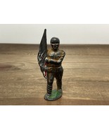 Vintage Barclay Manoil Lead Soldier with Flag Missing Tin Hat - $281.30 MXN