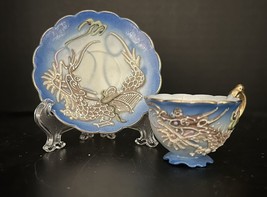 Vtg Dragonware Blue Dragon Hand Painted Tea Cup &amp; Saucer made in occupie... - $14.01