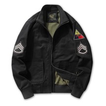 Men&#39;s Pilot  Jackets Embroidery Cotton Coat Stand Collar Zipper Outwear Oversize - £101.98 GBP