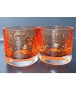 Orange Dimpled Glass Tea Light Candle Holders Retro Jewel Tones Halloween - £18.79 GBP