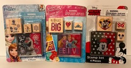 Disney Children&#39;s 4 Piece Stamp Set Lot of 3 - Frozen, Mickey &amp; Minnie, Princess - £5.94 GBP