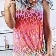 Mazik Bright Multicolored Leopard Strappy Tank NWT Pink, Blue, Red, Yellow Small - £18.08 GBP