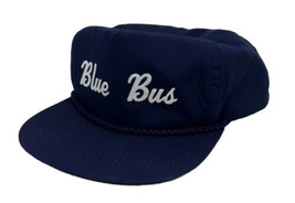 Vintage Blue Bus Hat Cap Snap Back Blue Rope Capital One Size Mens Mass Transit - £15.91 GBP