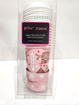 Christmas Betsey Johnson Pink Gingerbread To-Go Cups Coffee Sleeves &amp; Lids - £19.74 GBP