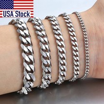 Bracelet Stainless Steel Bangle Men Men&#39;s Braided Silver Chain Black  Jewelry - £8.31 GBP+