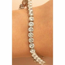 14K White Gold Plated 4 ct Simulated VVS1 Diamond Tennis Bracelet For Women 7.5&quot; - £139.55 GBP