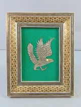 Vintage Decorative Middle Eastern Etched Copper Eagle w/ Khatam Inlaid F... - $148.50