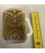 Vintage Tiki Face Coffee Mug Sea World Federal White Milk Glass Cup Tote... - $11.88