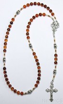 Catholic Rosary Prayer Beads Genuine Baltic Cognac Amber &amp; Sterling Ster... - $207.90