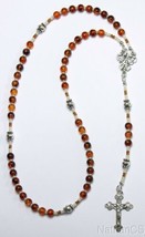 Catholic Rosary Prayer Beads Genuine Baltic Cognac Amber &amp; Sterling Sterling  - £163.59 GBP