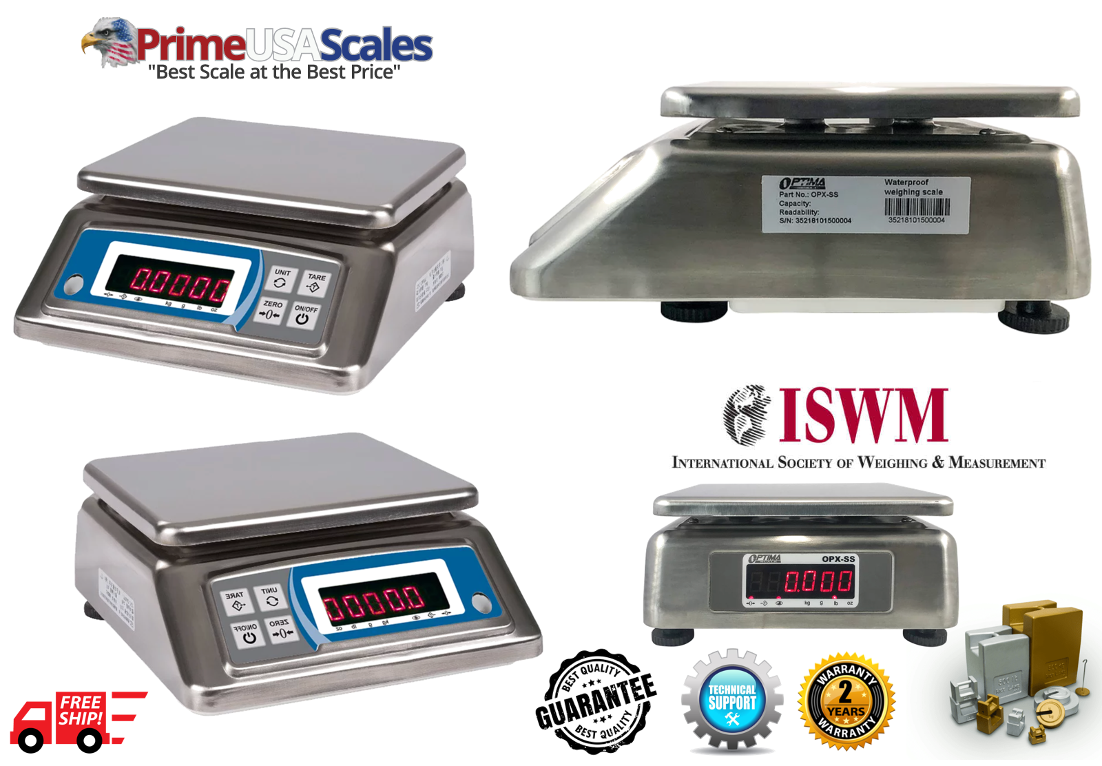 2 Yr Warranty Prime OPX-SS Washdown Bench Scale 30 lb x 0.5g - $439.00