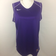 Nike Dri Fit Womens Top Size XL Sleeveless V-Neck Mesh Purple White - £8.99 GBP
