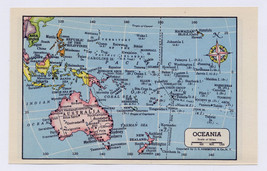 1951 Vintage Miniature Map 6&quot; X 3 3/4&quot; Of Australia And Oc EAN Ia Pacific - $24.22