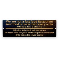 Sign - BLACK - CUSTOM English and German - We are not a fast food restau... - $19.59+