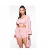 NWT 3pc Fashion Nova Living In It Cozy Set Pink 2X - $603.76 MXN