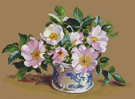 Dogrose cross stitch floral bouquet pattern pdf - China Vase embroidery  - $13.55