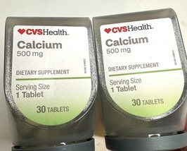 Lot of 2 CVS Health Calcium 500 mg Total 60 Tablets Bone Health Single Dispense - £5.48 GBP