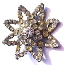 Vintage Snowflake Brooch 8-Sided Star Silver Rhinestone Pin - $29.95