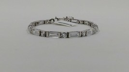 Samuel Aaron Round and Baguette Cut Tennis Bracelet, Sterling - $64.95