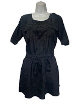 line &amp; lotte black short sleeve ruffle Waist Tie Pockets dress Size S - £26.23 GBP