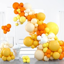 Yellow Balloon Garland, 100 Pcs Orange Yellow Balloons Different Sizes Pack Of 3 - £15.92 GBP