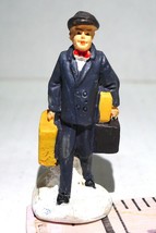 Grandeur Noel Victorian Xmas Village Man with Suitcases Traveler 2003 - £14.65 GBP