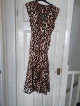 New look ruffled animal print dress size 10  midi high low Brand New  - $18.28