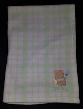 Little Baby Green White Plaid Teddy Bear Baby Blanket Blue Moon Brown Yellow - £10.83 GBP