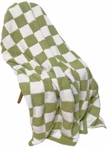Gy Throw Blankets Checkered Fuzzy Sage Green Blanket Plaid Decorative, 51&#39;&#39;X63&#39;&#39; - £35.58 GBP