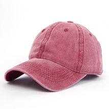 HOT Red Dyed Washed Retro Cotton - Plain Polo Baseball Ball Cap Hat Unisex - £12.48 GBP