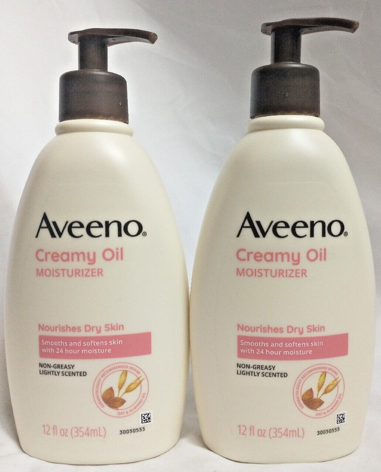 (2) Aveeno Creamy Moisturizing Oil Soften & Smoothen Skin Oatmeal Soothing 12 oz - $32.95