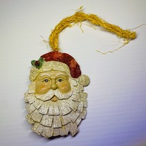 Santa Claus Head  Christmas Ornament 4&quot; Two-sided With Straw Rope For Ha... - £9.30 GBP