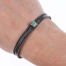 6.5&quot; vintage Navajo twisted wire and spiderweb turquoise bracelet - £130.89 GBP