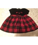 Size 12 mo Youngland dress black red plaid velour holiday girls - $14.79