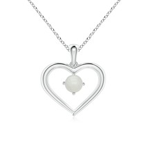 ANGARA Natural Moonstone Solitaire Open Heart Pendant Necklace in Silver (4mm) - $151.05+